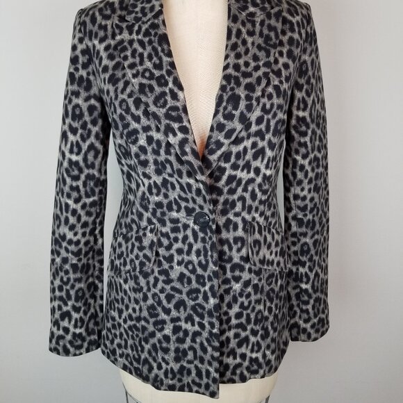 CAbi Women’s Jacket Blazer Jungle Animal Print Style #3373 Gray Black Sz 2 NWOT - Picture 2 of 10